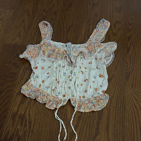 American Eagle Outfitters Tops - American Eagle Outfitters Floral Tank Top - White and Orange